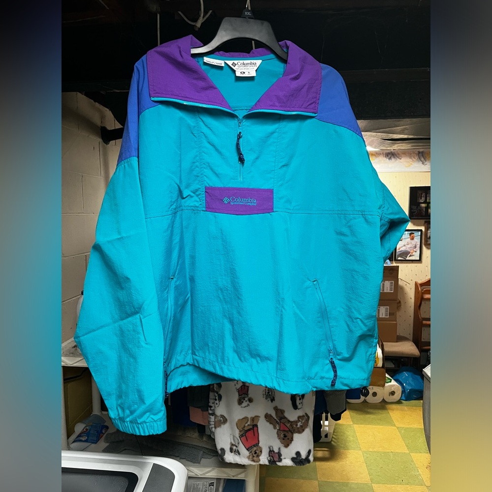 Columbia Teal and Purple Pullover Jacket